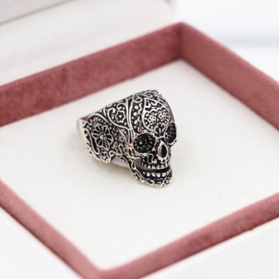 3D Edelstahl Ring Totenkopf Skull Gr. 61 = 19,4 mm Silber - 2