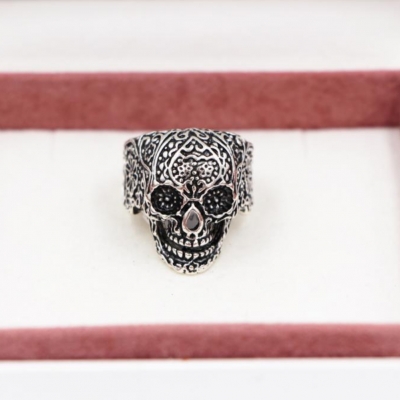 3D Edelstahl Ring Totenkopf Skull Gr. 64 = 20,3 mm Silber - 1