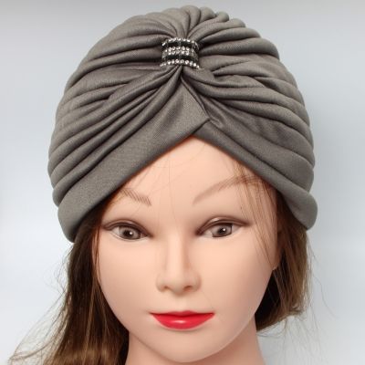 Damen Turban Kopfbedeckung Fashion Grau - 2