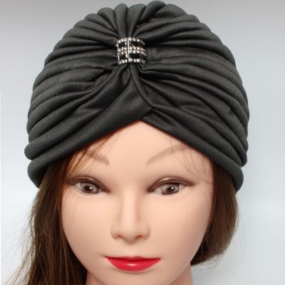 Damen Turban Kopfbedeckung Fashion Anthrazit  - 2