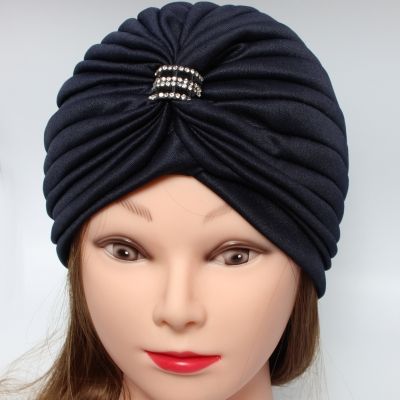 Damen Turban Kopfbedeckung Fashion dunkel Blau - 2