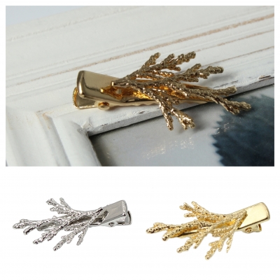 Metal Haarklammer Blatt in der Farbe Gold - 1
