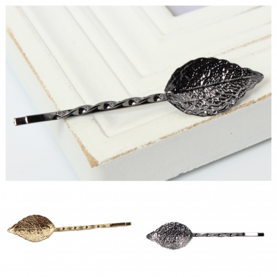 Metal Haarnadel Blatt in der Farbe Gold - 1