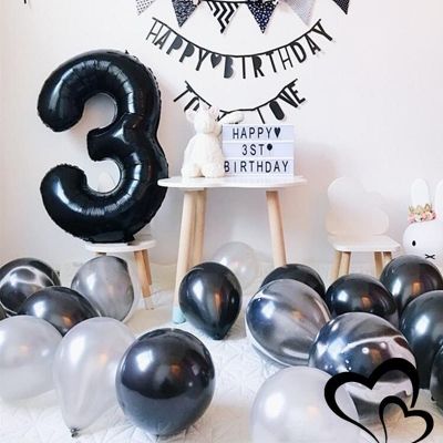 Zahl Luftballon XL 75CM Nummer Folienballon Schwarz 1 - 4