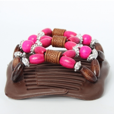 Trend African Hairclip Haarklammer mit Ornamenten Pink - 2