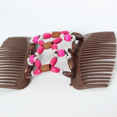 Trend African Hairclip Haarklammer mit Ornamenten Pink - 3