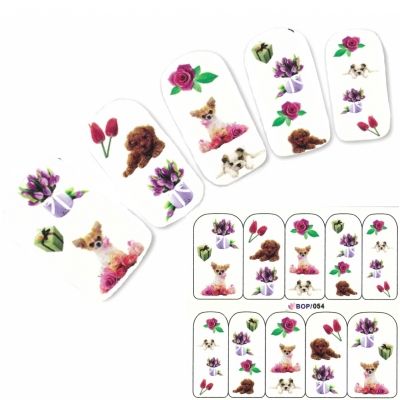 Tattoo Nail Chihuahua Blumen Aufkleber Nagel Sticker