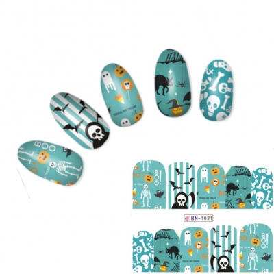 Tattoo Nail Halloween Totenköpfe Kürbis Aufkleber Nagel Sticker