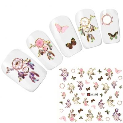 Tattoo Nail Art Traumfänger Feder Schmetterling Aufkleber Nagel Sticker