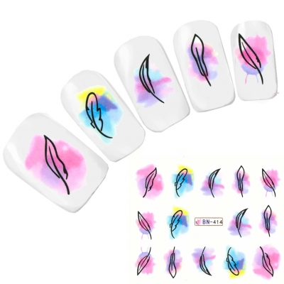 Tattoo Nail Art Feder Bunt Nagel Sticker