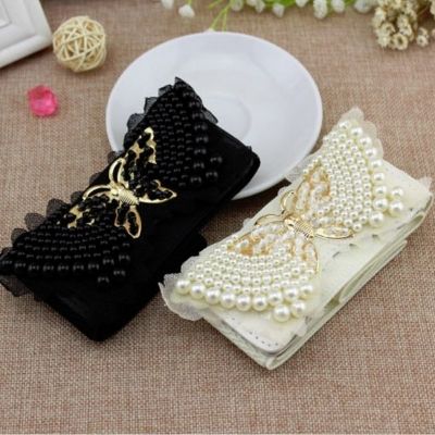 Hüftgürtel Schmetterling Stretch Taillengürtel mit Perlen Buckle Elastic Belt Creme Farbe - 2