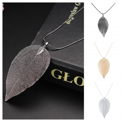 Luxus Einzigartige Blatt Halskette Boho Filigran verarbeitet Leaf Silber - 1