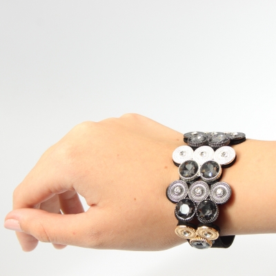 Luxus Armband Strass Design in der Farbe Schwarz mit Magnetverschluss - 2