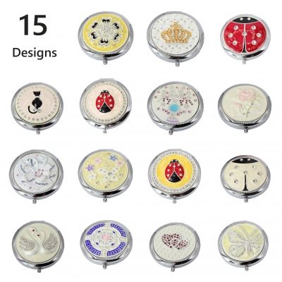 Taschenspiegel Schminkspiegel Reisespiegel Doppelseitig Makeup Kosmetik Modell 2 Blume - 3