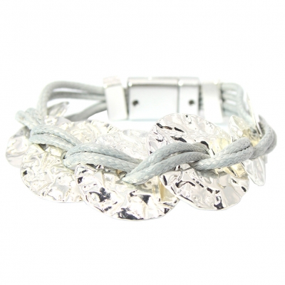 Luxus Armband Flecht Design Farbe Silber mit Magnetverschluss - 1