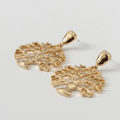 Lebensbaum Ohrringe Ohrstecker Ohrschmuck Earring Gold - 2