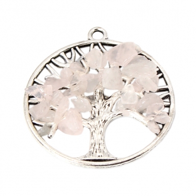 Energie Lebensbaum Anhänger für eine Halskette Rose Quartz