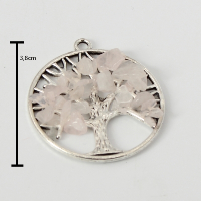 Energie Lebensbaum Anhänger für eine Halskette Rose Quartz - 1