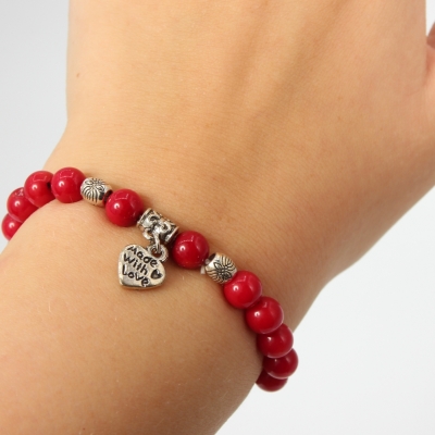 Edelstein Armband Geschenkidee exklusives Design Chakra Coral - 3