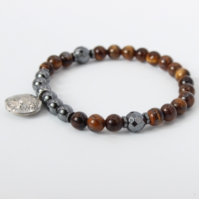 Edelstein Armband Geschenkidee exklusives Design Chakra Hematite Tigereye - 4