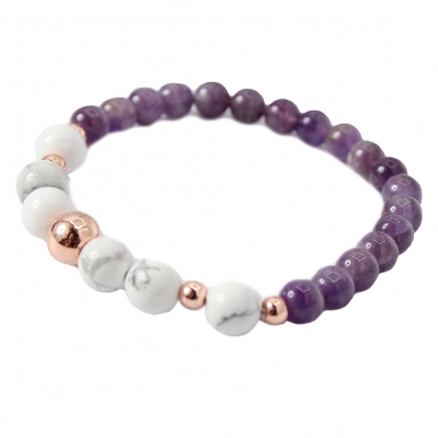 Edelstein Armband Geschenkidee exklusives Design Chakra Howlite Amethyst - 2
