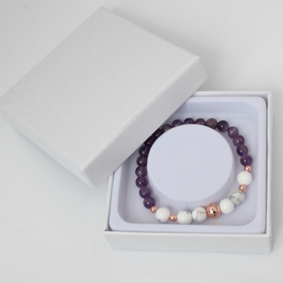 Edelstein Armband Geschenkidee exklusives Design Chakra Howlite Amethyst - 5