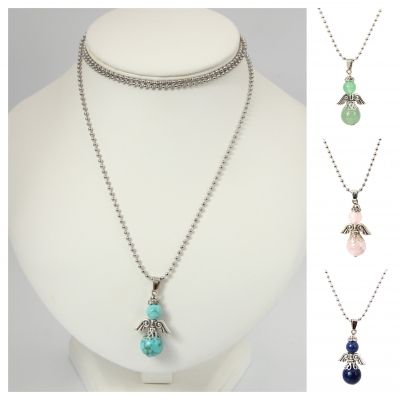Luxus Halskette Boho Engel Angel Glücksbringer Heilsteine lucky charm Lapis Lazuli - 1