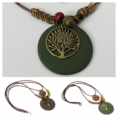 Halskette mit Lebensbaum Anhänger Handarbeit Mehndi Vintage Geschenkidee Grün - 1
