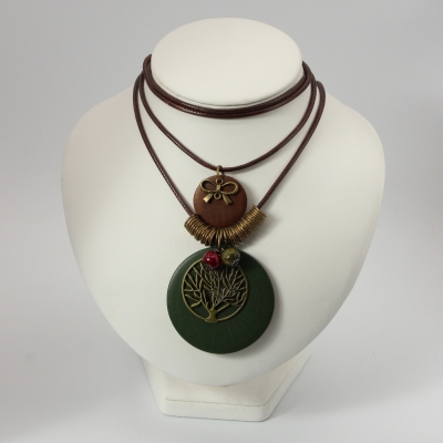 Halskette mit Lebensbaum Anhänger Handarbeit Mehndi Vintage Geschenkidee Grün - 2