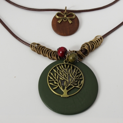 Halskette mit Lebensbaum Anhänger Handarbeit Mehndi Vintage Geschenkidee Grün - 3