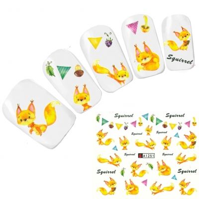 Tattoo Nail Art Aufkleber Eichhörnchen Squirrel Nagel Sticker