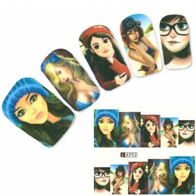 Tattoo Nail Art Aufkleber Manga Modell Glamour Kleid Nagel Sticker