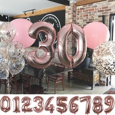 Zahl Luftballon XL 75CM Nummer Folienballon Rose 7 - 1