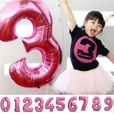 Zahl Luftballon XL 75CM Nummer Folienballon Pink 3 - 1