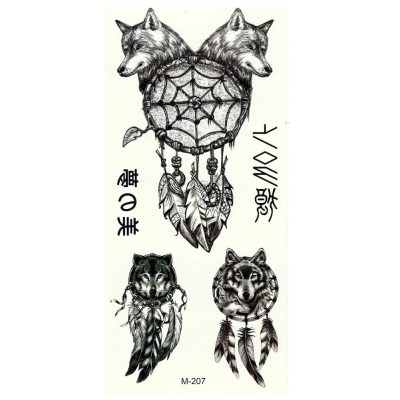 Temporäres Tattoo Wolf Traumfänger Design Temporary Klebetattoo Körperkunst - 1