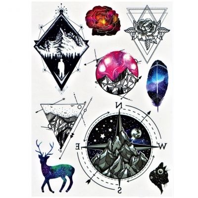 Temporäres Tattoo Katze Sternbild space Design Temporary Klebetattoo Körperkunst - 1