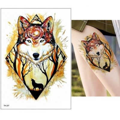 Temporäres Tattoo Wolf Wald Design Temporary Klebetattoo Körperkunst