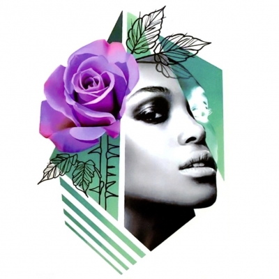 Temporäres Tattoo Model Rose Design Temporary Klebetattoo Körperkunst - 1