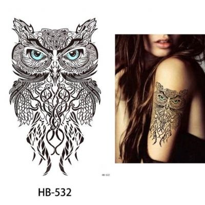 Temporäres Tattoo Uhu Eule Tribal Design Temporary Klebetattoo Körperkunst