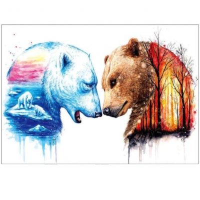 Temporäres Tattoo Bär Eisbär Blau Rot Design Temporary Klebetattoo Körperkunst - 1