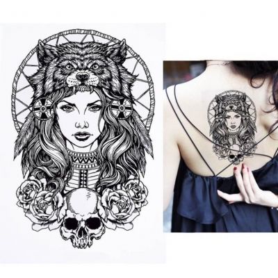 Temporäres Tattoo Model Totenkopf Design Temporary Klebetattoo Körperkunst