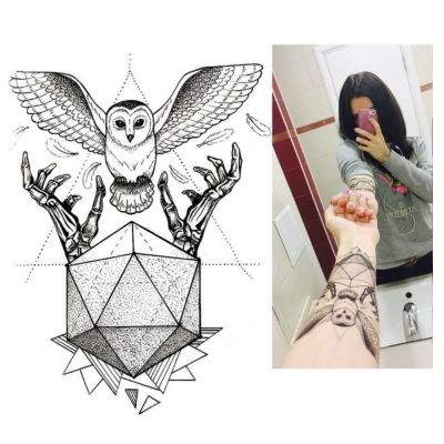 Temporäres Tattoo Uhu Eule Design Temporary Klebetattoo Körperkunst