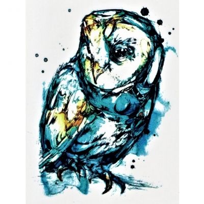 Temporäres Tattoo Uhu Eule Bunt Design Temporary Klebetattoo Körperkunst - 1