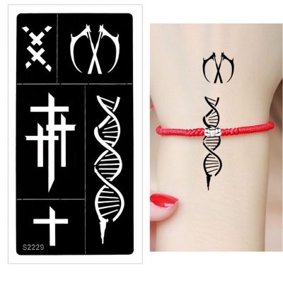 Henna Tattoo Schablone Airbrush Stencil Kreuz DNA Strang Gothic