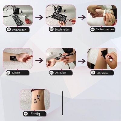 Henna Tattoo Schablone Airbrush Stencil Kreuz DNA Strang Gothic - 2