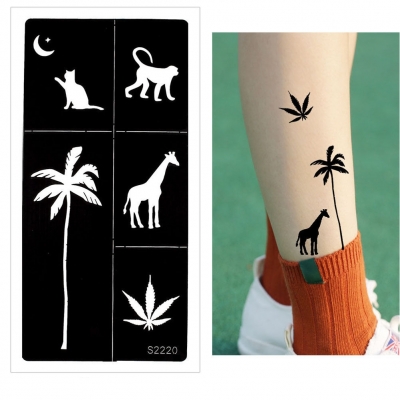 Henna Tattoo Schablone Airbrush Stencil Palme Katze Giraffe