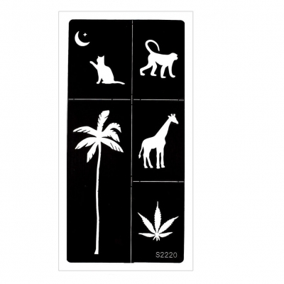 Henna Tattoo Schablone Airbrush Stencil Palme Katze Giraffe - 1