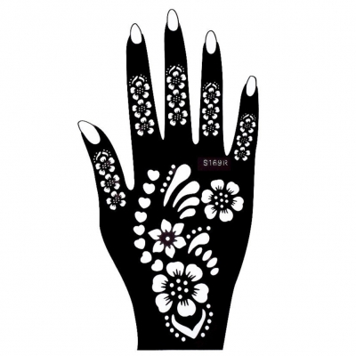 Henna Tattoo Schablone für die Rechte Hand - Hand Rechts