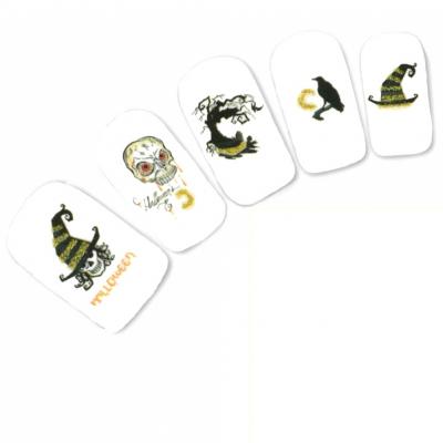 Tattoo Nail Halloween Totenköpfe Katze Glitzer Aufkleber Nagel Sticker - 3