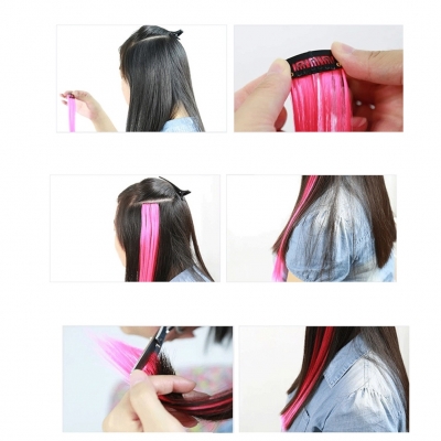 Clip Extensions Kunsthaar Glatt Haarverlängerung Kastanienbraun - 2